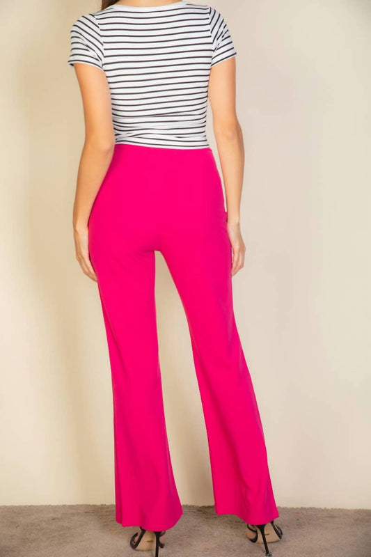 High Waist Stretch-Krepp-Schlaghose