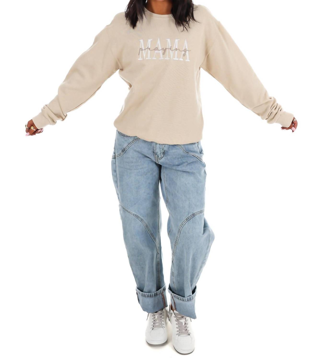 Besticktes Sweatshirt „Betende Mama“
