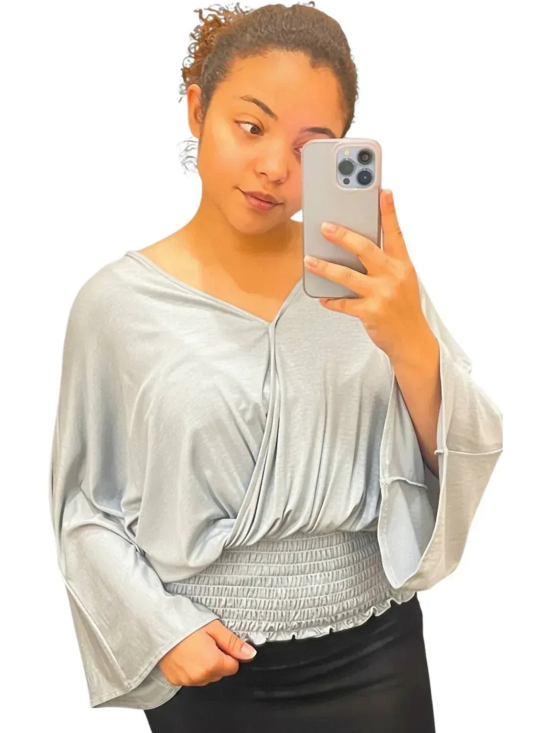 Smock Bottom V Neck Top