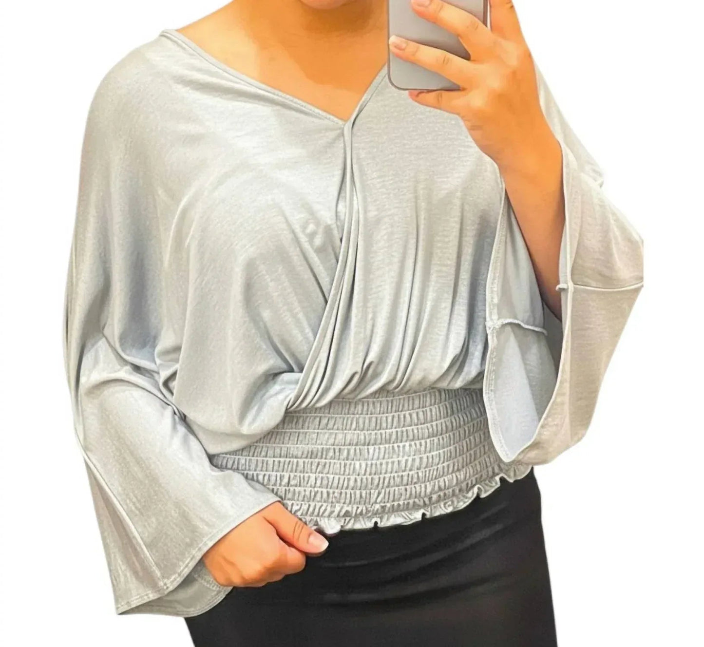 Smock Bottom V Neck Top