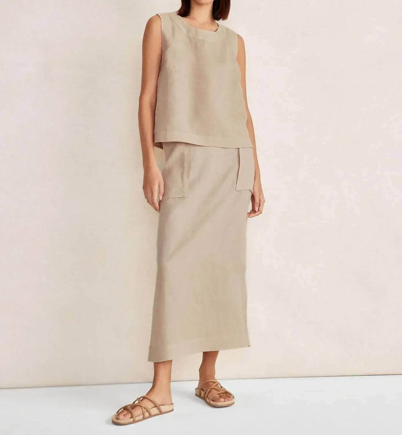 Linen Cargo Skirt