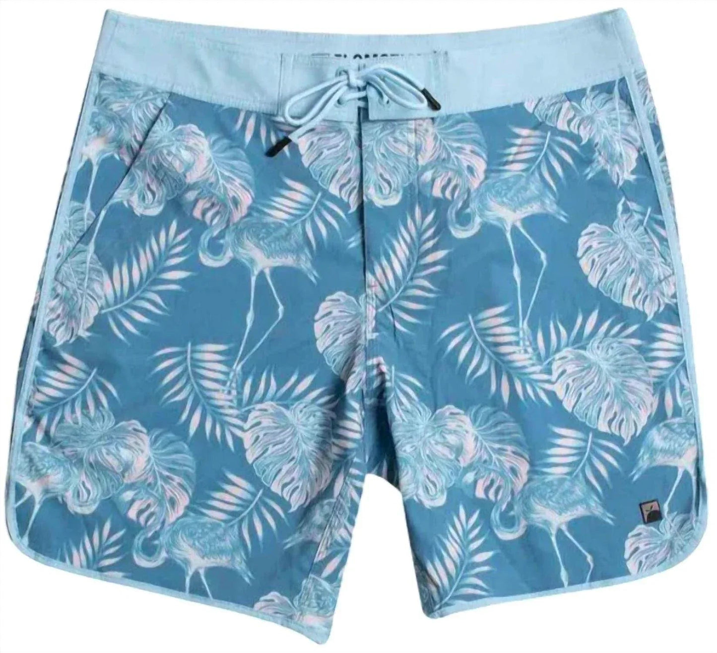 Herren Boardshorts „Flamingo Paradise“ mit Muschelsaum