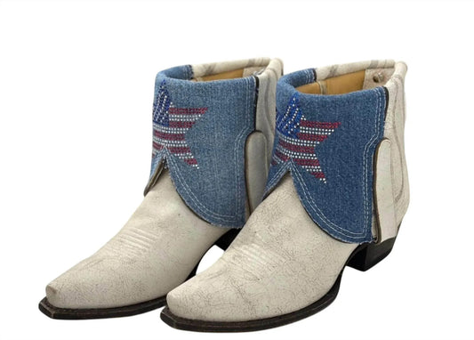 Women's Denim Flap With Rhinestone Star Boots